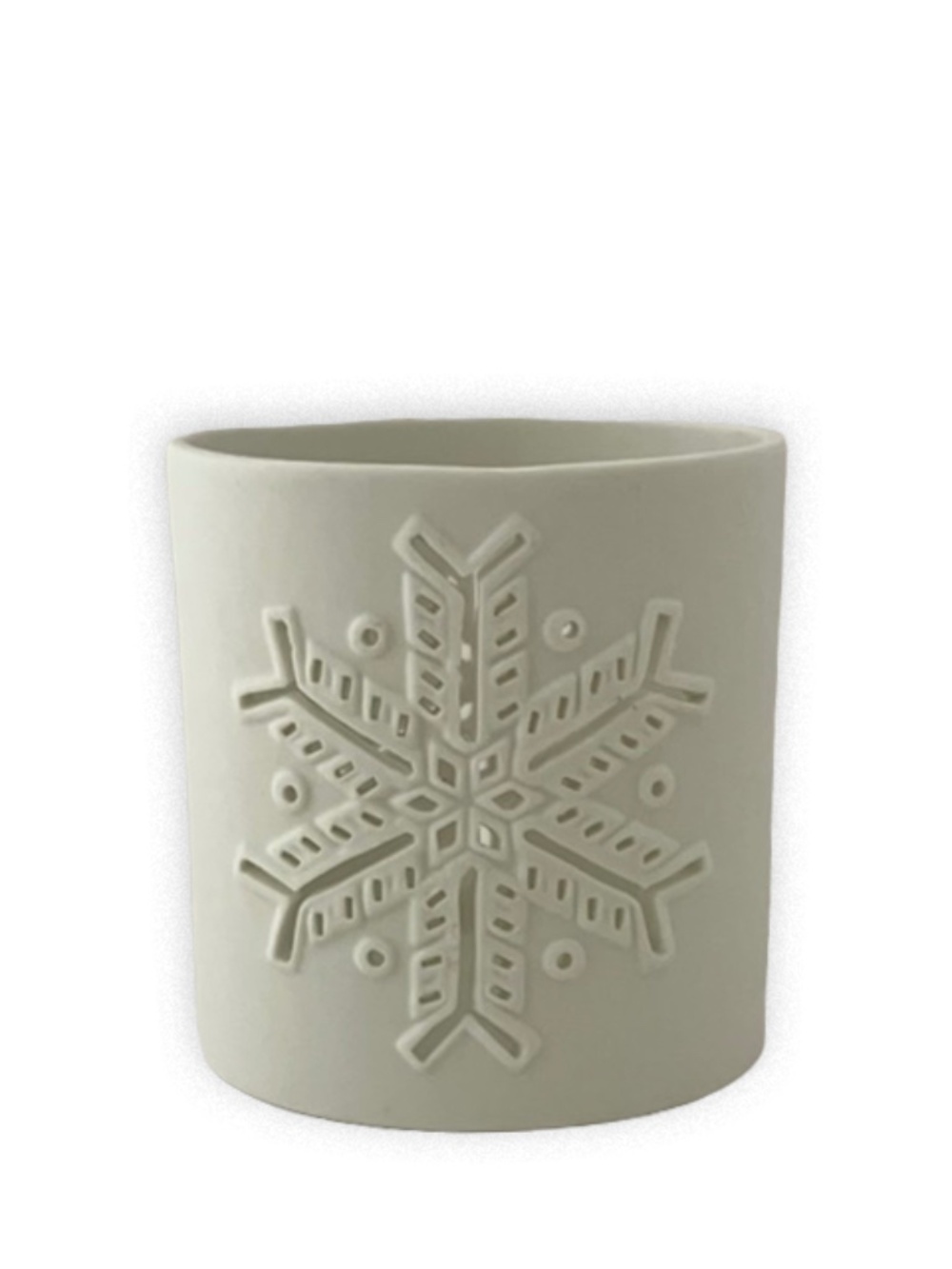 Crate & Barrel Flurry Votive Ceramic Snowflake Votive Holder, Winter Home Decor